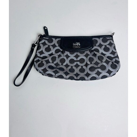 Coach Black Logo Small Canvas Wristlet - Picture 3 of 11